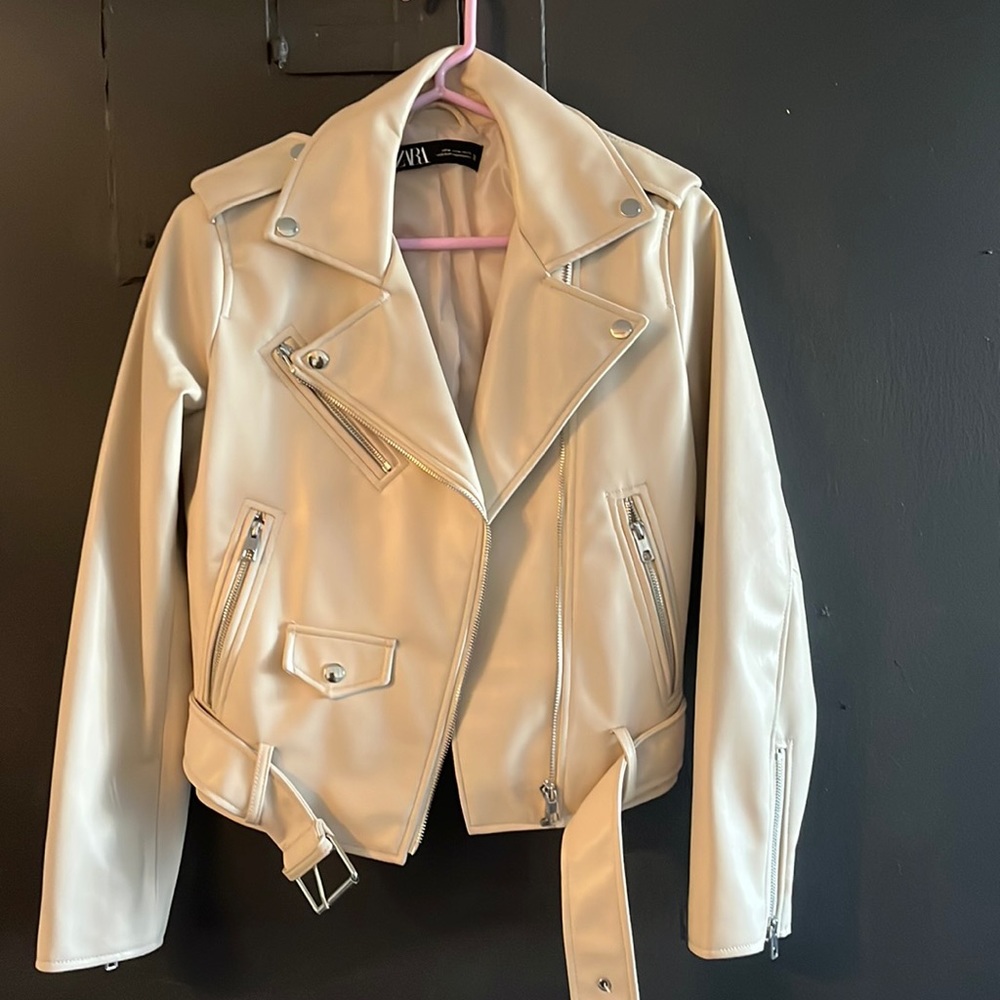Cream moto jacket